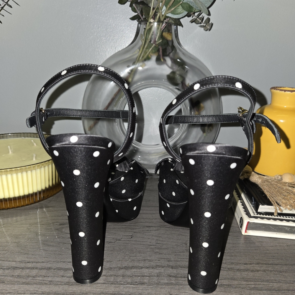 Dolce & Gabbana Black and White Polka Dot Heels - Picture 5 of 7